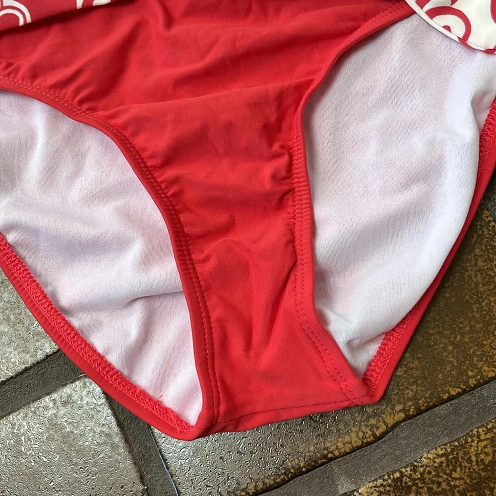 NWT Tommy Hilfiger Red Floral Belted Retro Hipster Swim Bottoms